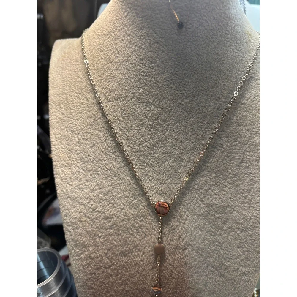 #79. Silver-tone Y-shaped Lariat Necklace